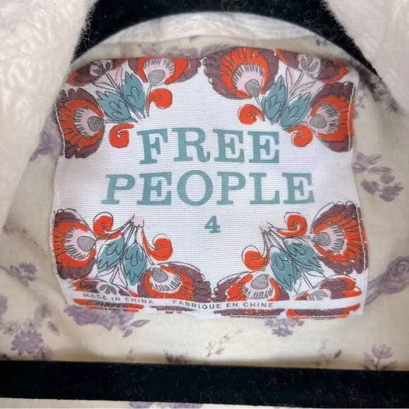 Free People Vintage Y2K Jacket Cropped Shacket Coat Cottage Granny Boho Small 4 - Picture 8 of 12